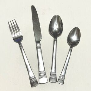 44pc Intl Silver Kensington (Stainless) – Modern Beaded Design - Service for 8